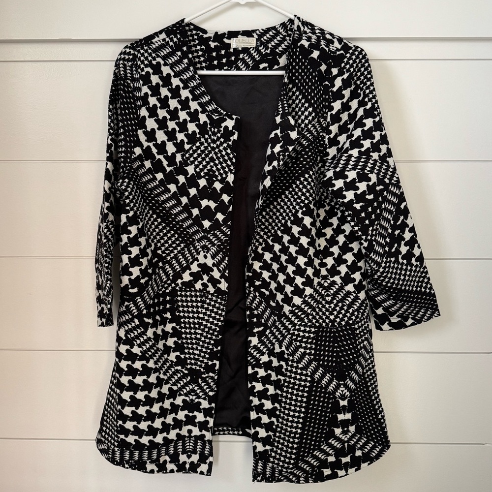 Louella Black and White Geometric Patterned Jacket, Women’s M
